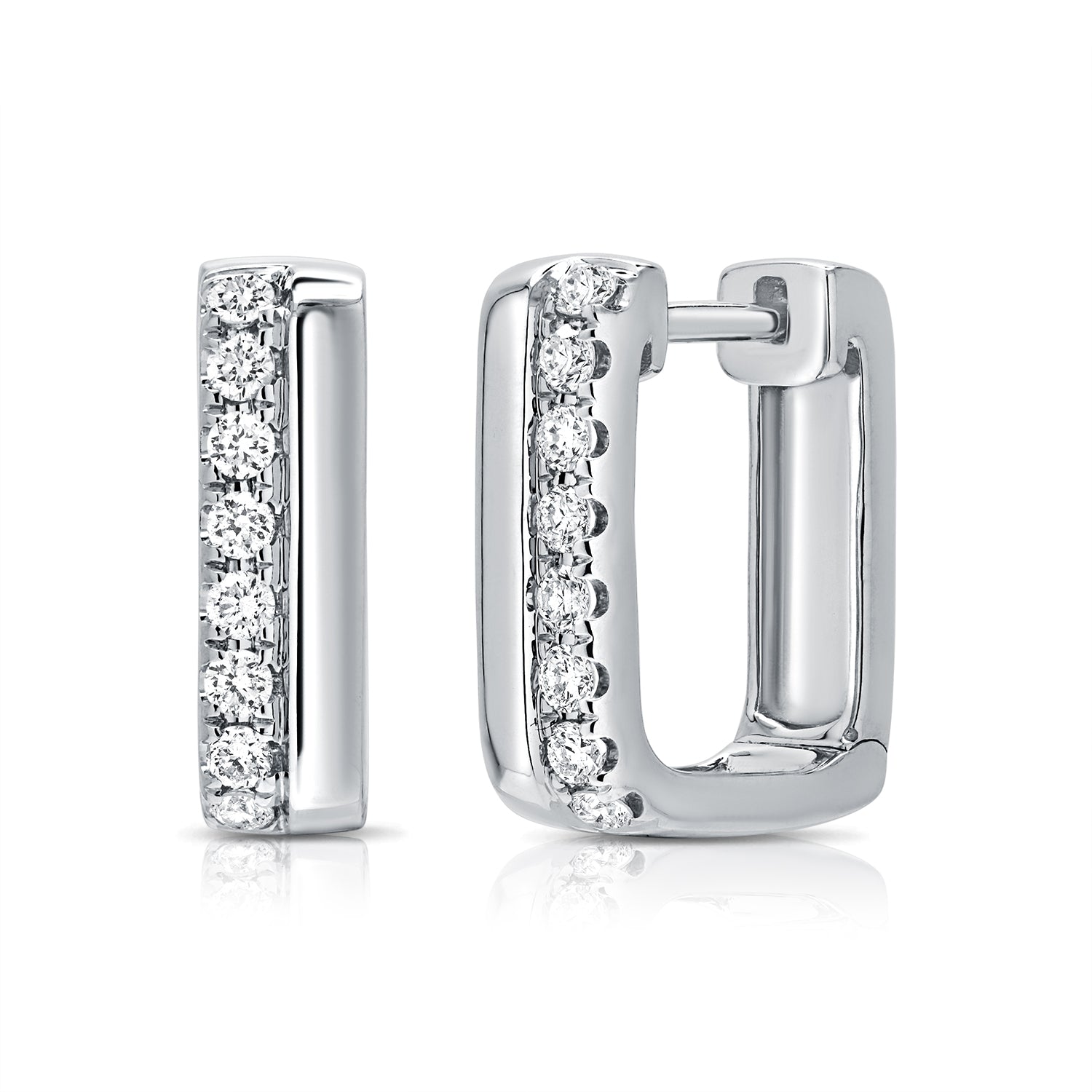 0.38ct Natural Diamond Rectangle Huggie Earrings in 14K Gold