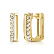 0.38ct Natural Diamond Rectangle Huggie Earrings in 14K Gold