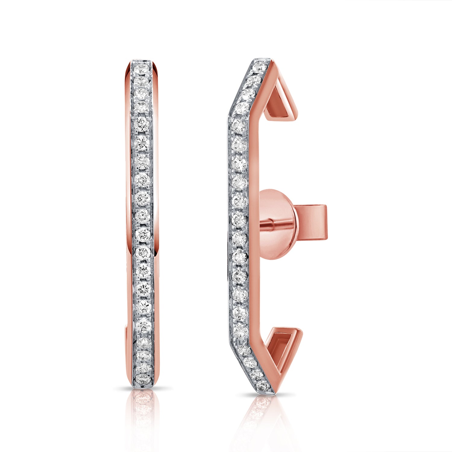 0.36ct Natural Diamond Bar Stud Earrings in 14K Gold