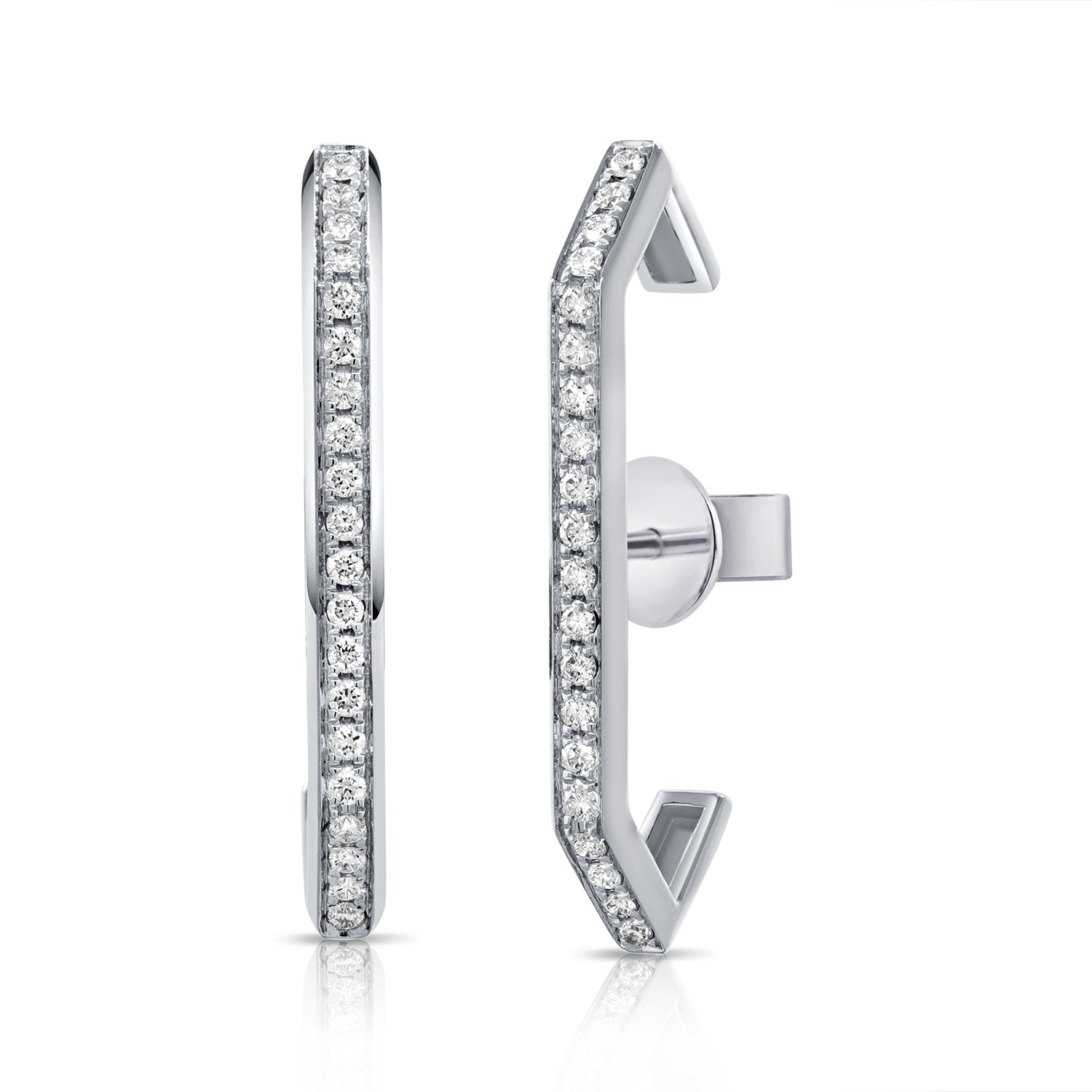 0.36ct Natural Diamond Bar Stud Earrings in 14K Gold