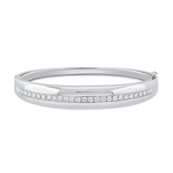 14K Gold Diamond Bangle Bracelet (1.36 Carat) – Classic Round Diamond Line Bangle in White, Yellow, or Rose Gold
