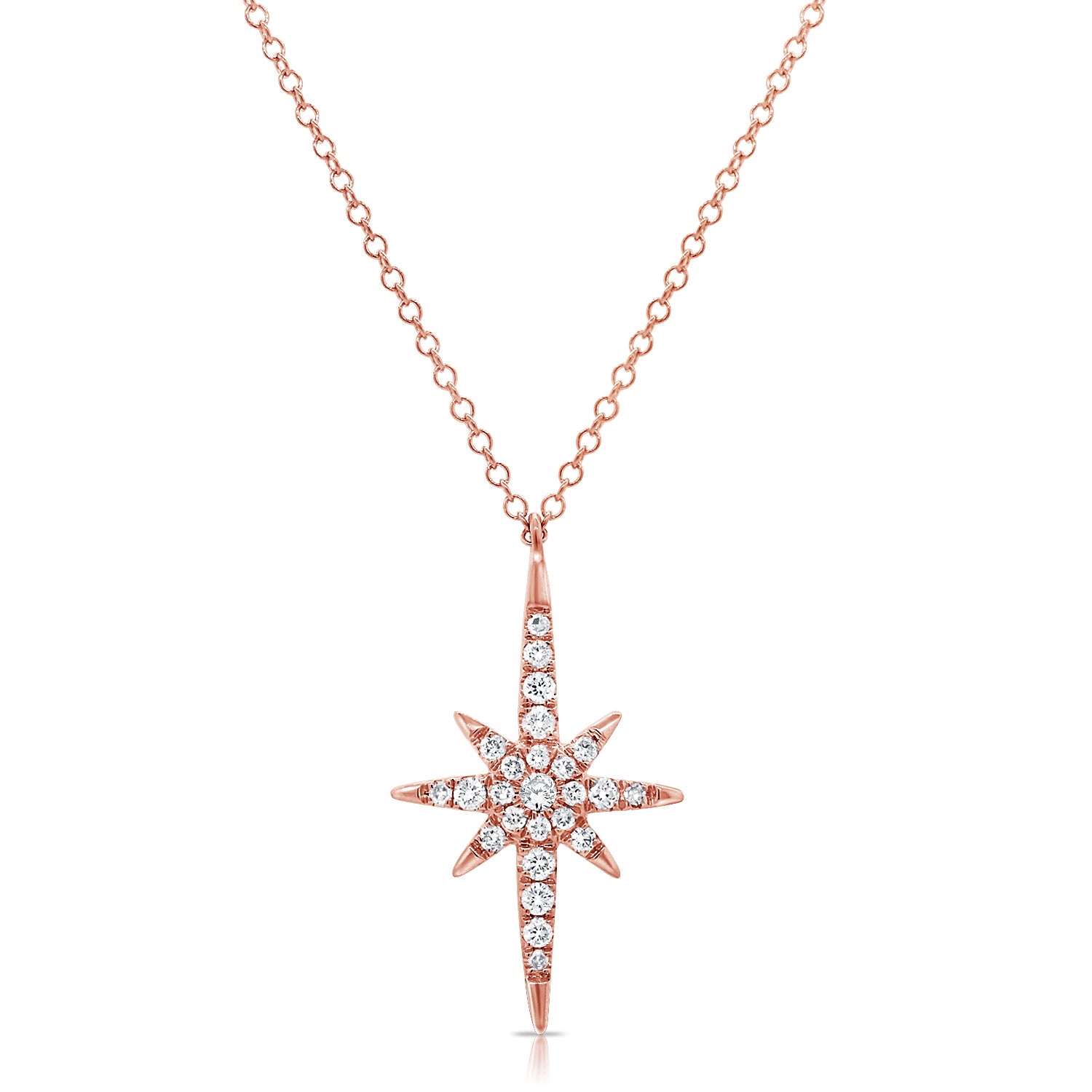 0.21CT Diamond Starburst Pendant Necklace in 14K Gold