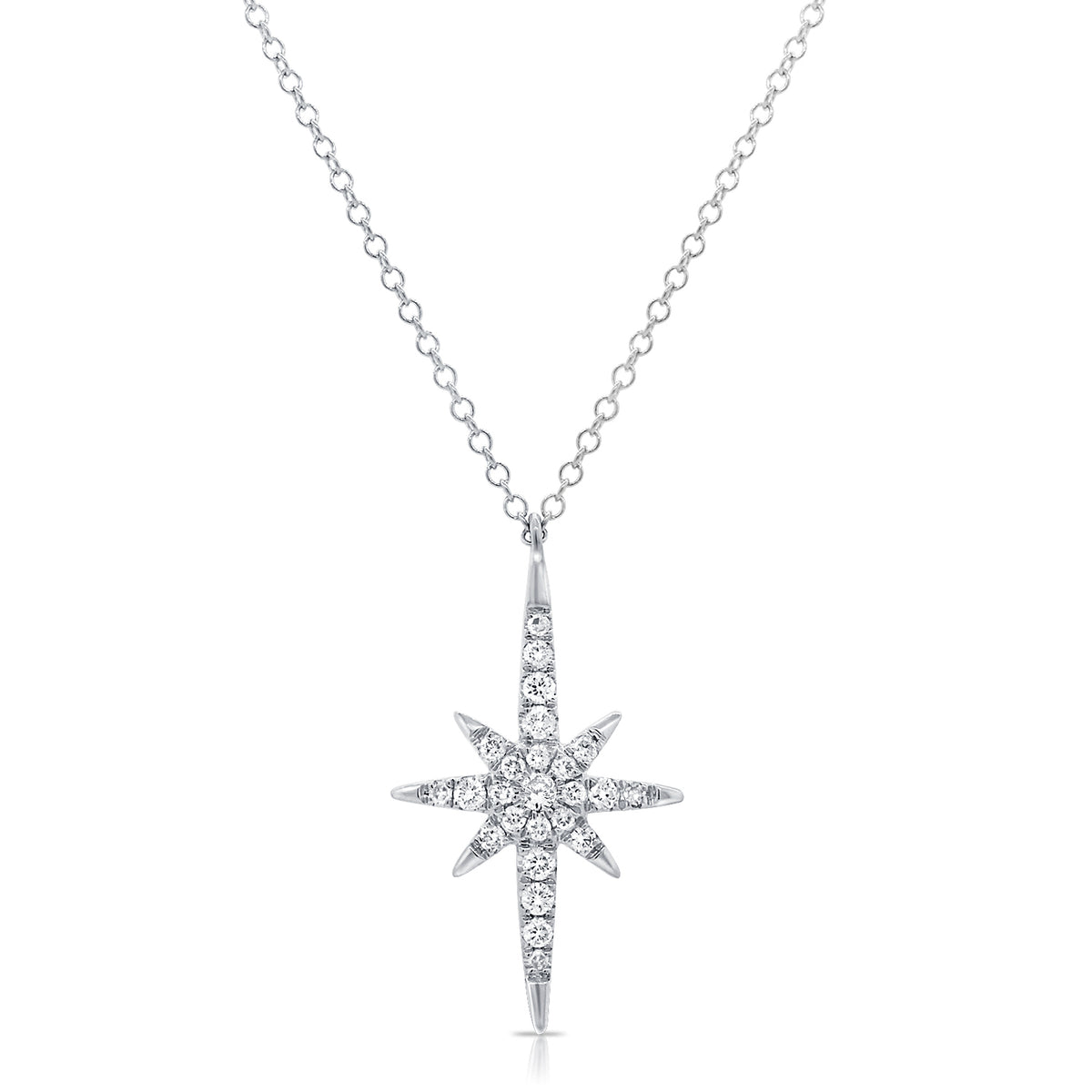 0.21CT Diamond Starburst Pendant Necklace in 14K Gold
