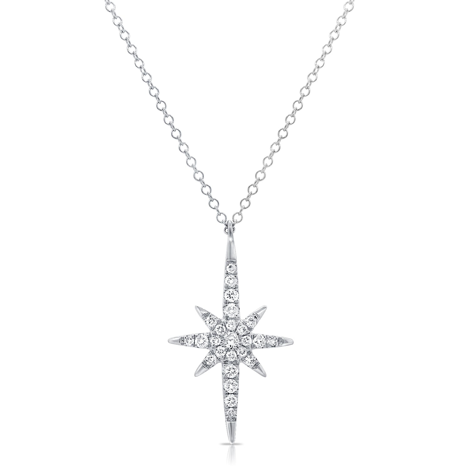 0.21CT Diamond Starburst Pendant Necklace in 14K Gold