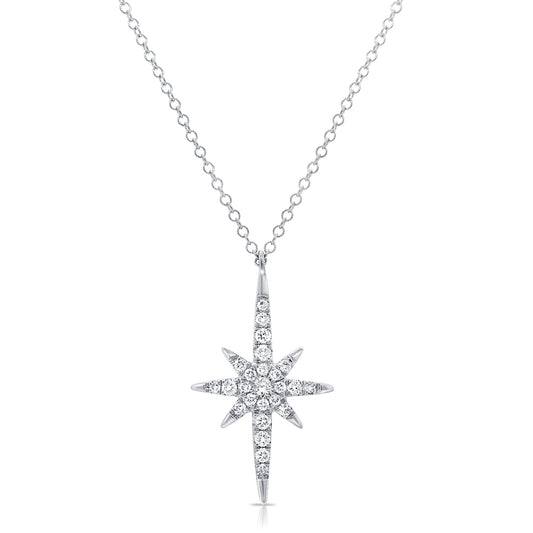 0.21CT Diamond Starburst Pendant Necklace in 14K Gold
