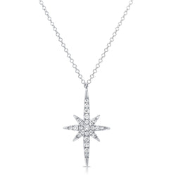 14K Gold Starburst Pendant Necklace with Diamonds