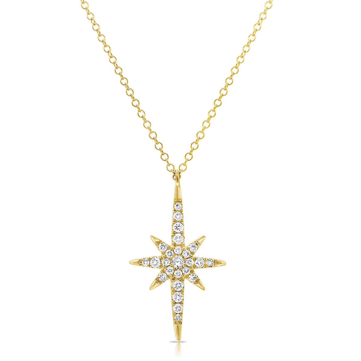 0.21CT Diamond Starburst Pendant Necklace in 14K Gold
