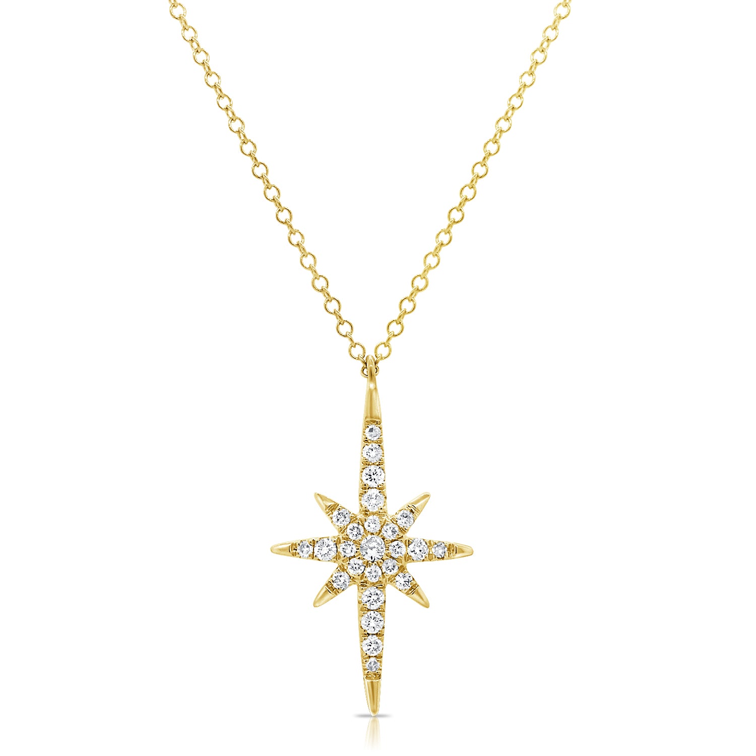 0.21CT Diamond Starburst Pendant Necklace in 14K Gold