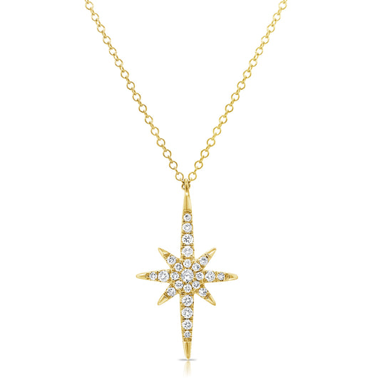 0.21CT Diamond Starburst Pendant Necklace in 14K Gold