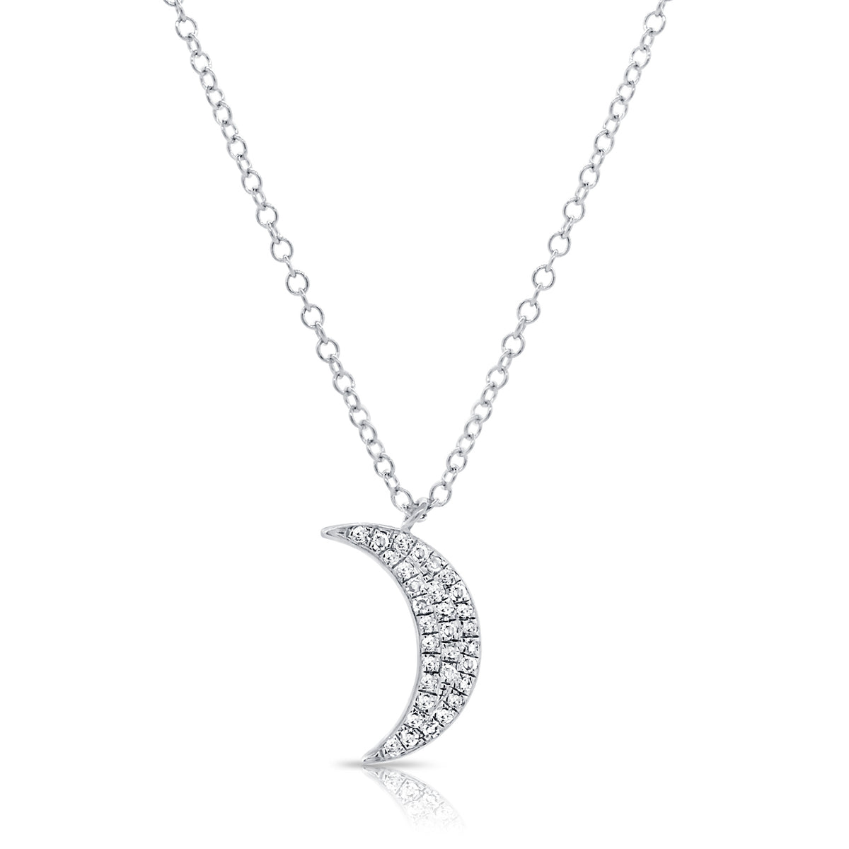 14K Gold Moon Necklace with Diamonds