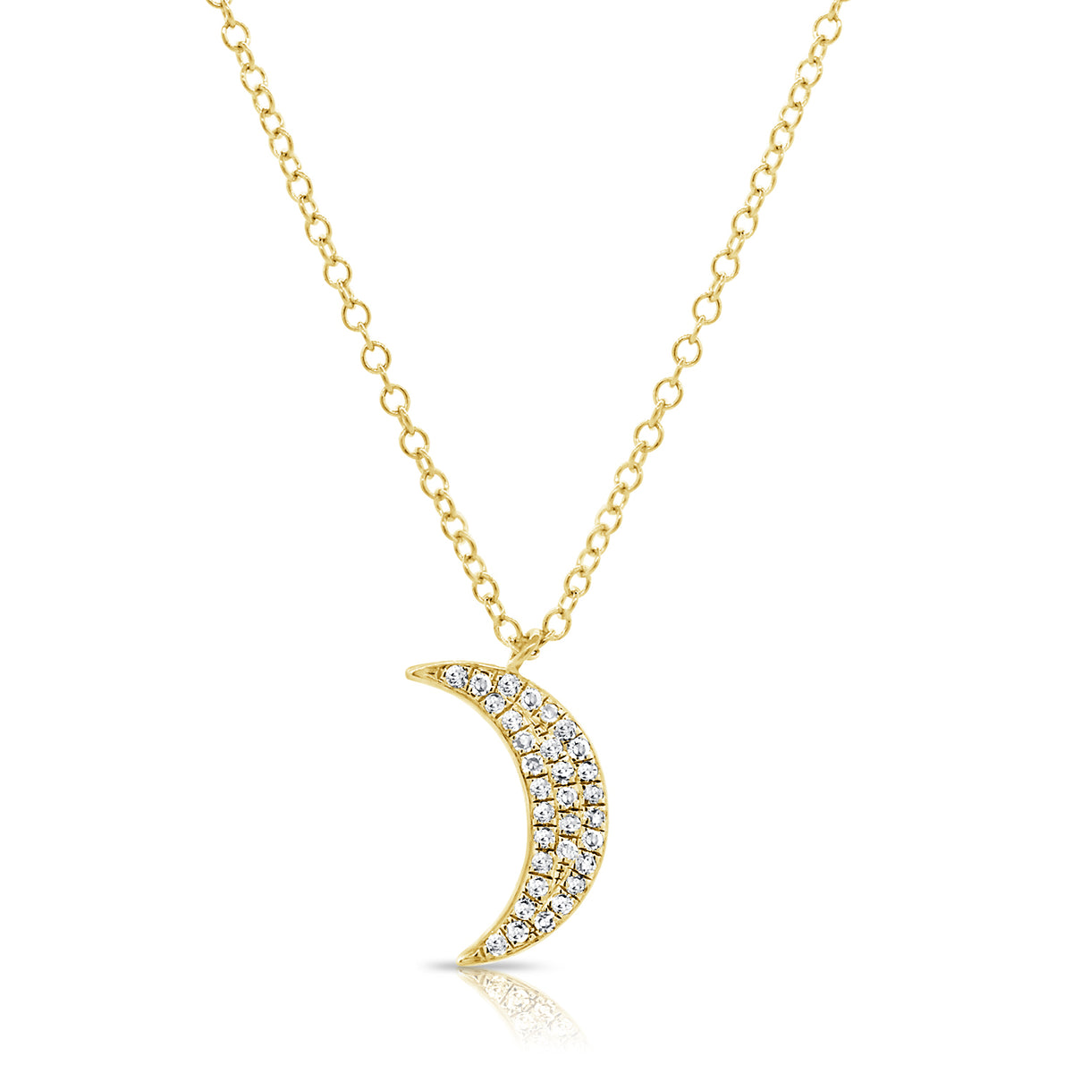 14K Gold Moon Necklace with Diamonds