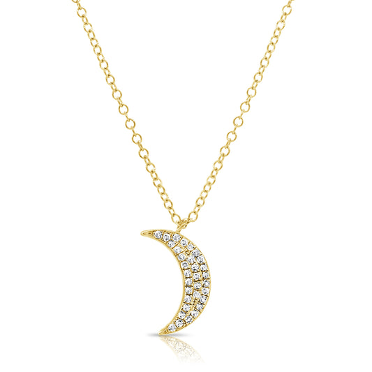 14K Gold Moon Necklace with Diamonds