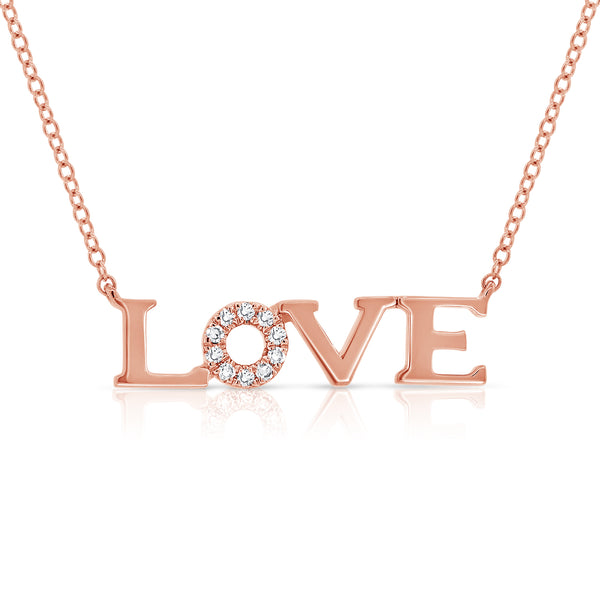 14K Gold Love Necklace with 0.06ct Diamonds