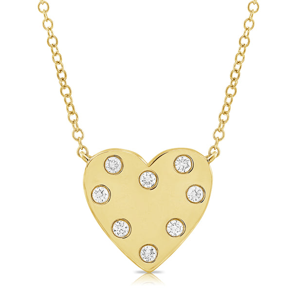 Unique 14K Gold Heart Necklace with Diamonds