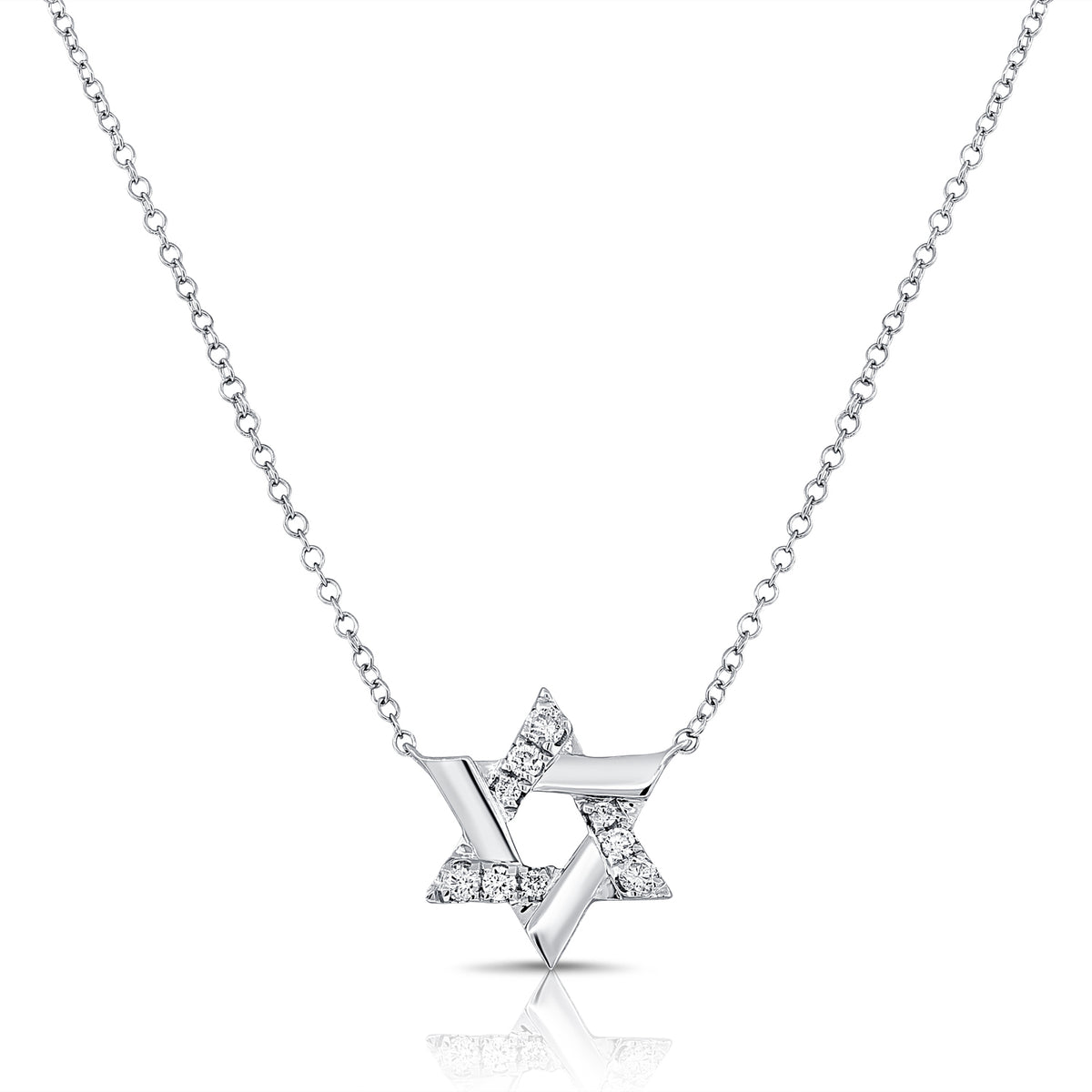 0.15 Carat Diamond Star of David Necklace in 14K White, Yellow, or Rose Gold