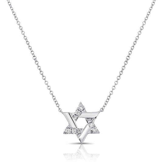 0.15 Carat Diamond Star of David Necklace in 14K White, Yellow, or Rose Gold