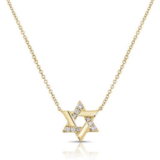 0.15 Carat Diamond Star of David Necklace in 14K White, Yellow, or Rose Gold
