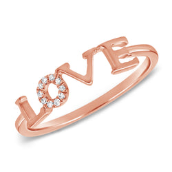 14K Diamond Love Ring made in Yellow/White/Rose Gold