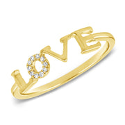 14K Gold Diamond Love Ring – Elegant “LOVE” Script Design