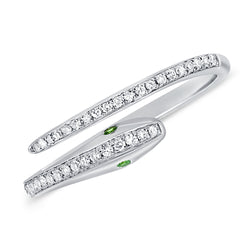 Sleek Snake-Inspired Tsavorite & Diamond Wrap Ring in 14K Gold