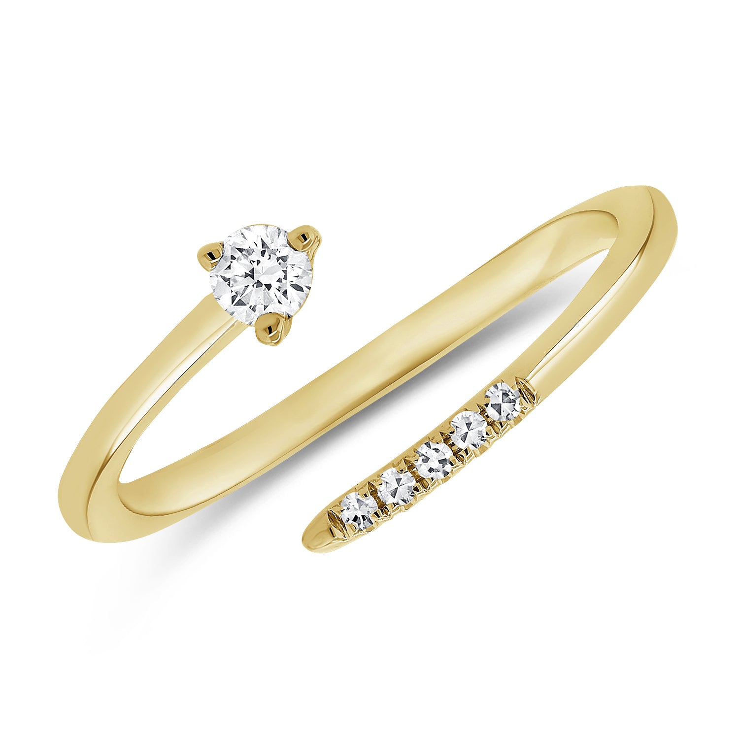 14K Gold Diamond Wrap Ring – Modern Open Wrap Ring with 0.11 CTW Diamonds