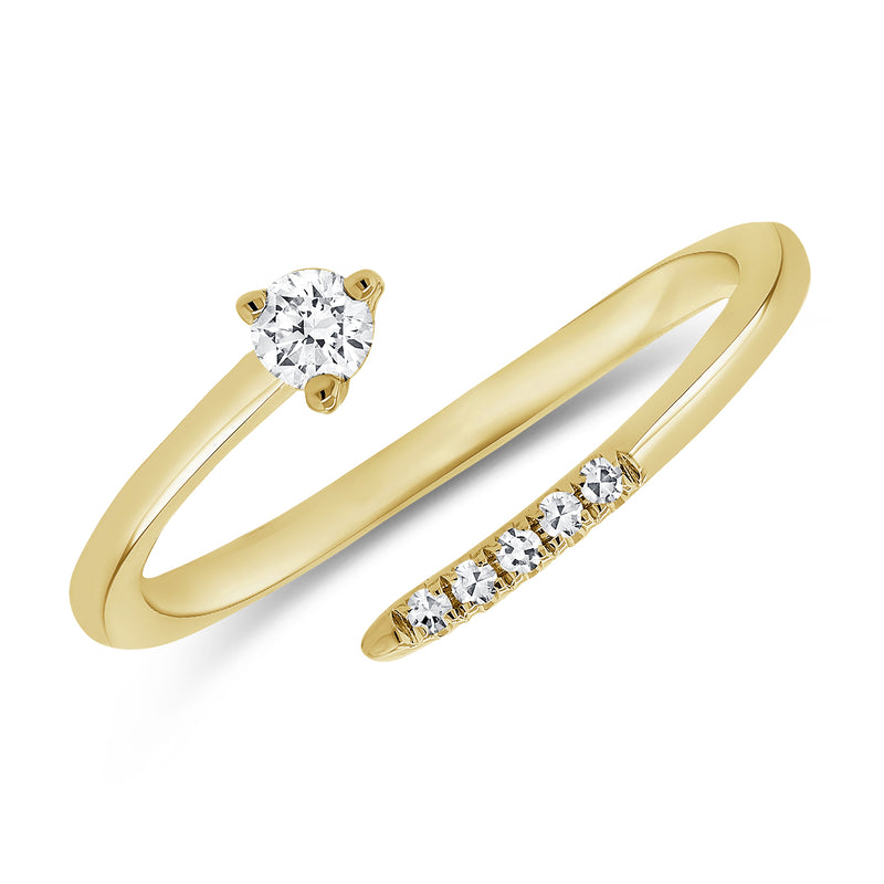 Elegant Asymmetrical Diamond Wrap Ring in 14K Gold