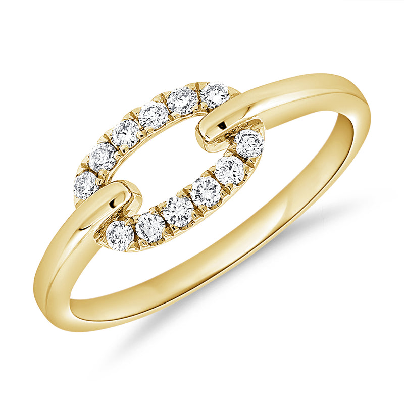 14K Gold Diamond Oval Link Ring