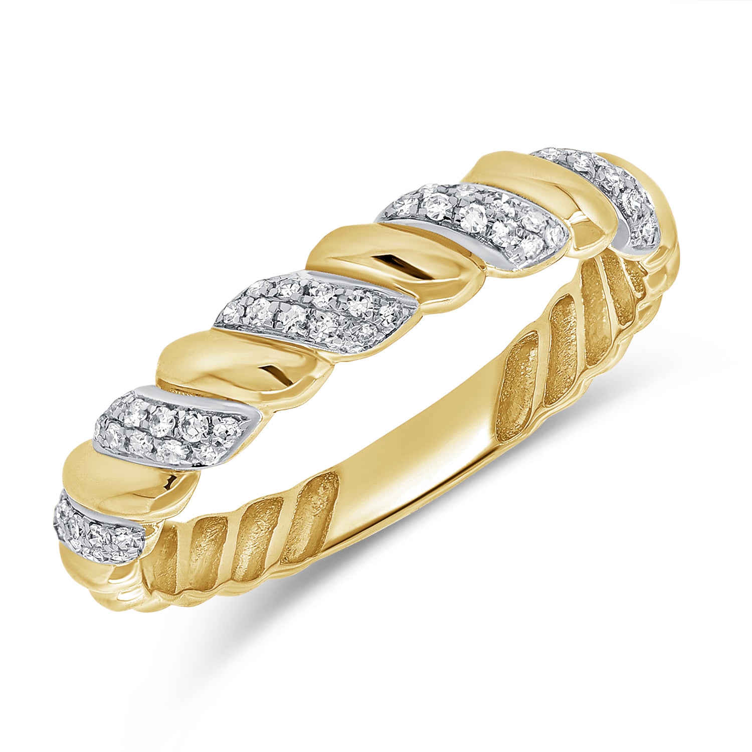 0.12CT Diamond Two-Tone Sculpted Band Ring in 14K Gold