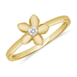 14K Gold Flower Ring with Diamonds