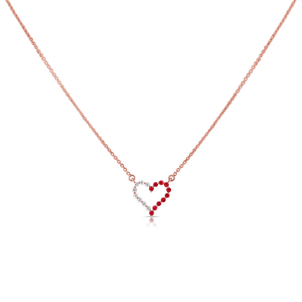 Ruby & Diamond Heart Necklace made in 14K Gold