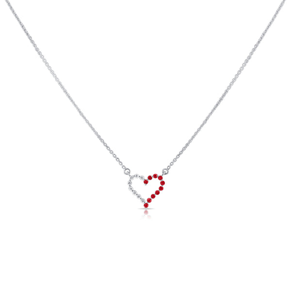 Ruby & Diamond Heart Necklace made in 14K Gold