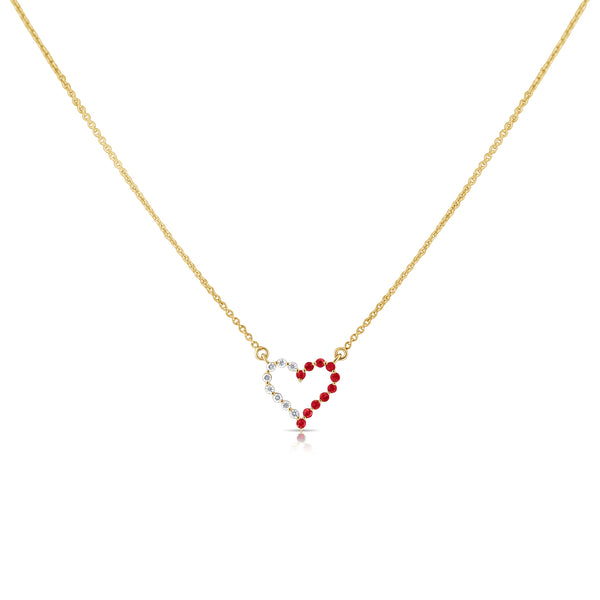 Ruby & Diamond Heart Necklace made in 14K Gold