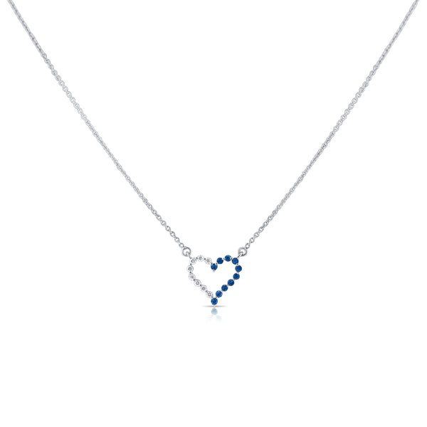 Sapphire & Diamonds Heart Necklace made in 14K Gold