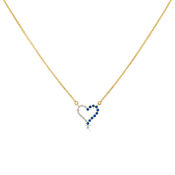 Sapphire & Diamonds Heart Necklace made in 14K Gold