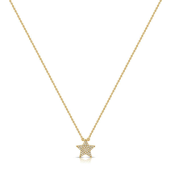 14K Gold Star Necklace with Diamonds