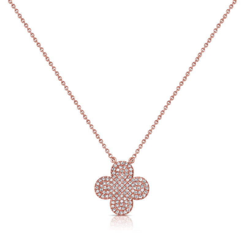 14K Gold Clover Necklace with Diamonds