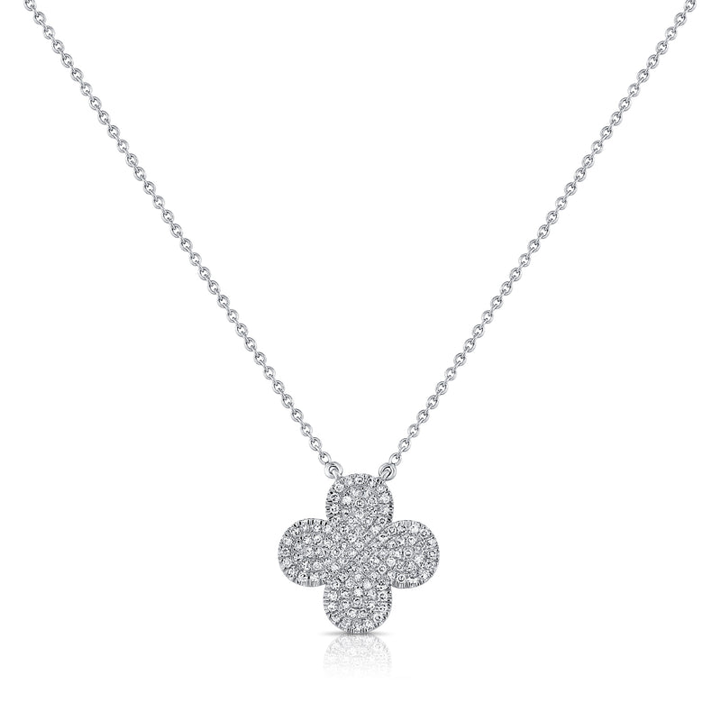 14K Gold Clover Necklace with Diamonds