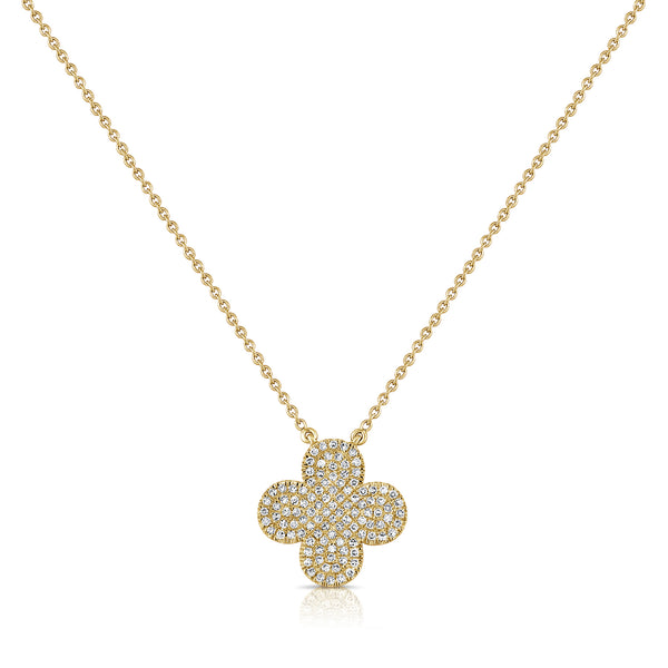 14K Gold Clover Necklace with Diamonds