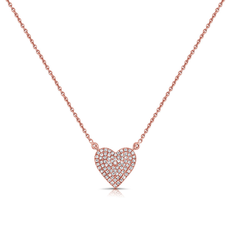 14K Gold Pave Diamond Heart Necklace