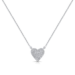 14K Gold Pave Diamond Heart Necklace