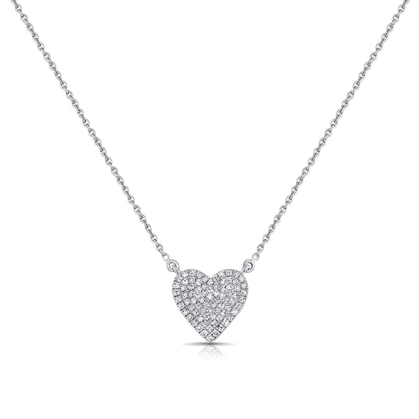 14K Gold Pave Diamond Heart Necklace