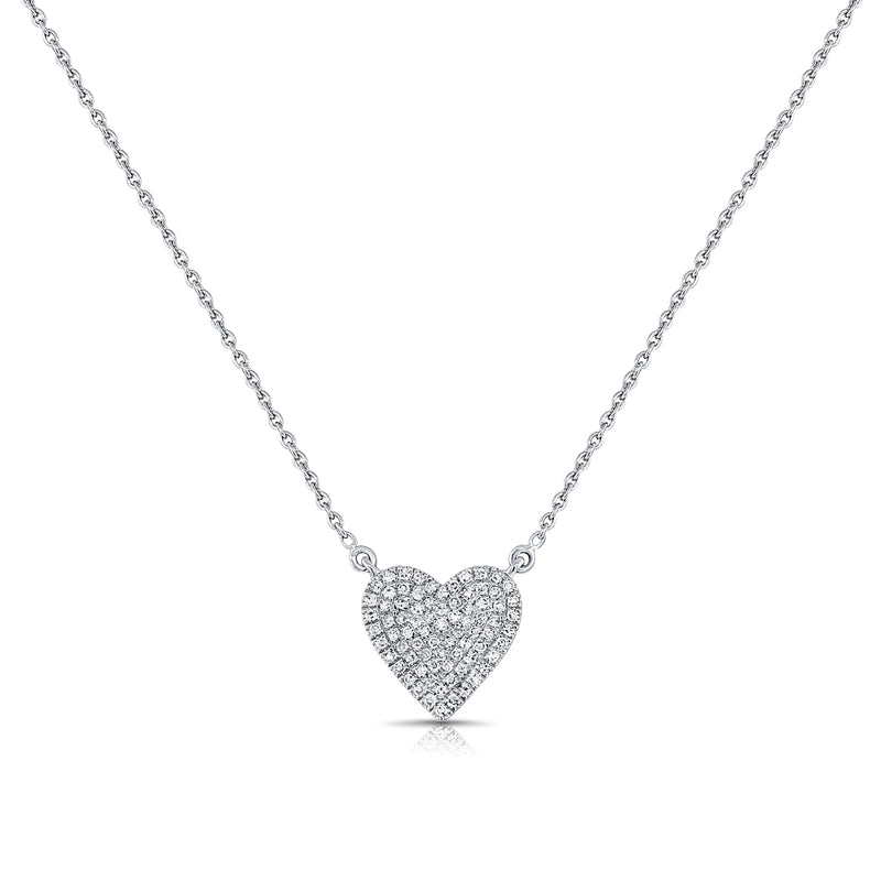 14K Gold Pave Diamond Heart Necklace