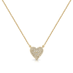 14K Gold Pave Diamond Heart Necklace