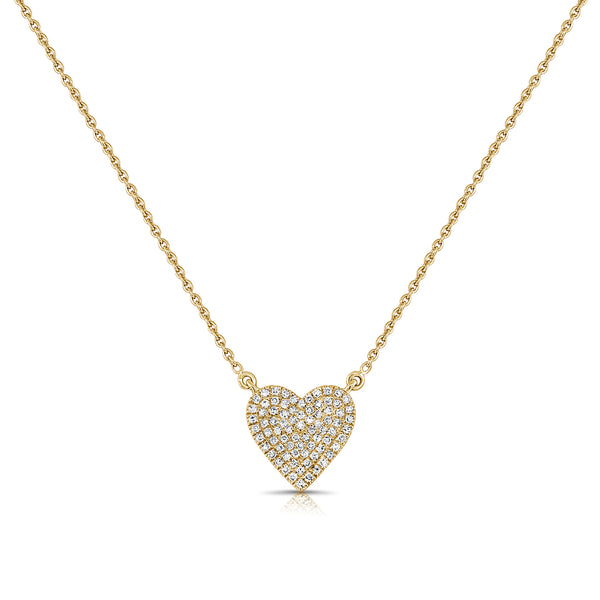 14K Gold Pave Diamond Heart Necklace