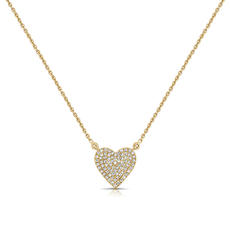 14K Gold Pave Diamond Heart Necklace