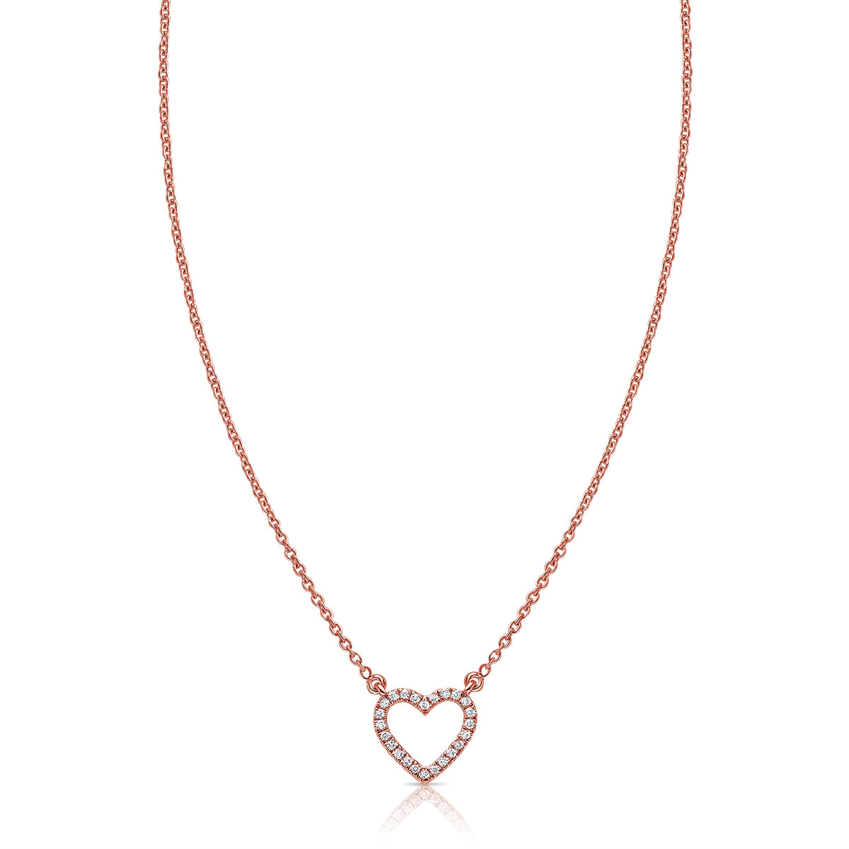 14K Gold Open Diamond Heart Necklace