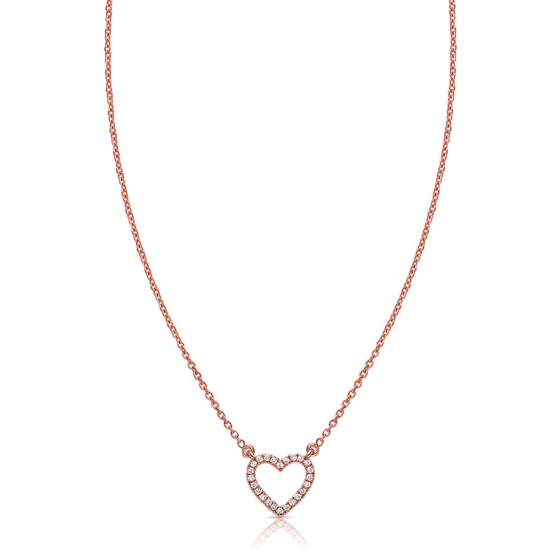 14K Gold Open Diamond Heart Necklace