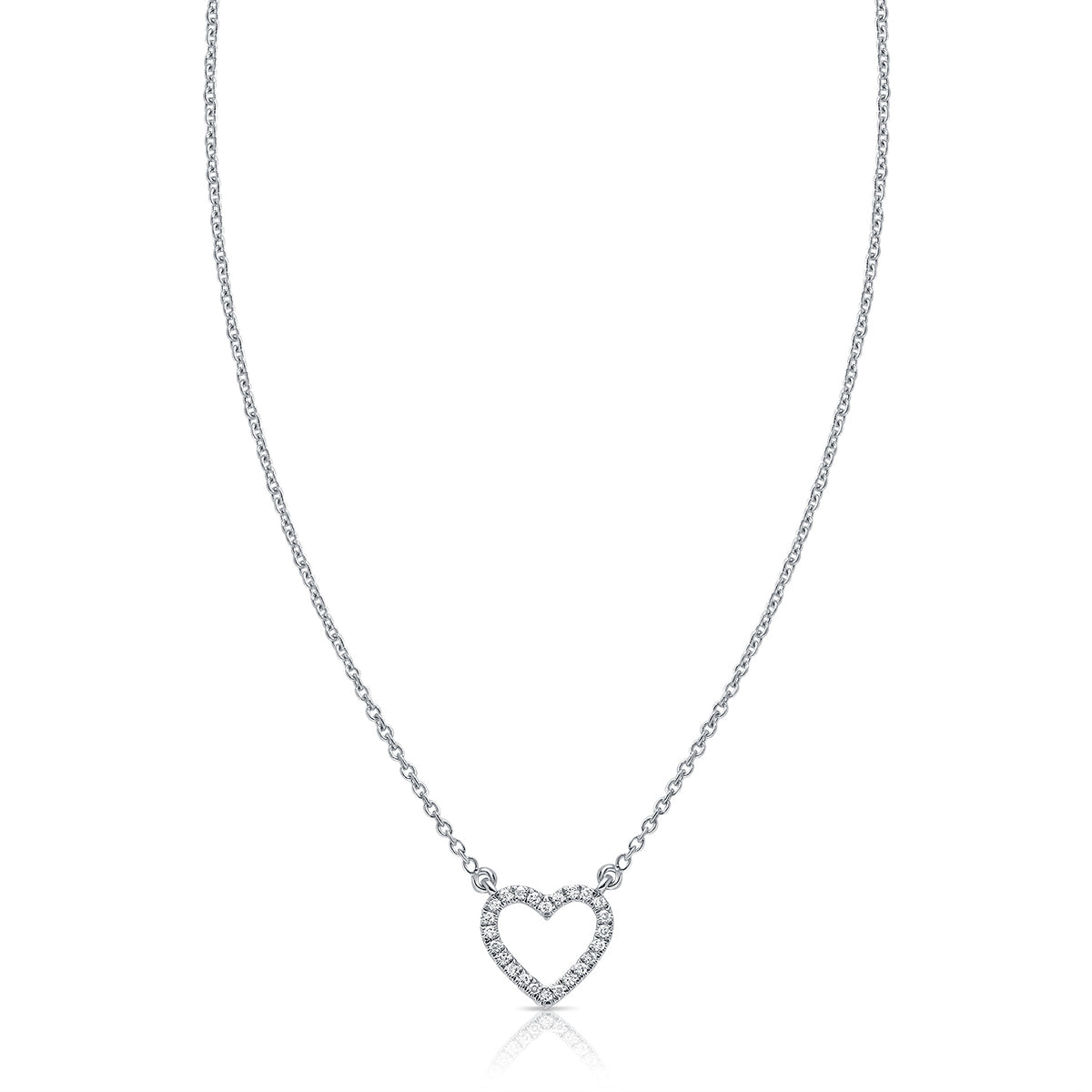 14K Gold Open Diamond Heart Necklace