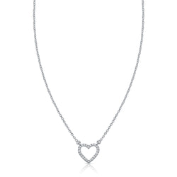 14K Gold Open Diamond Heart Necklace