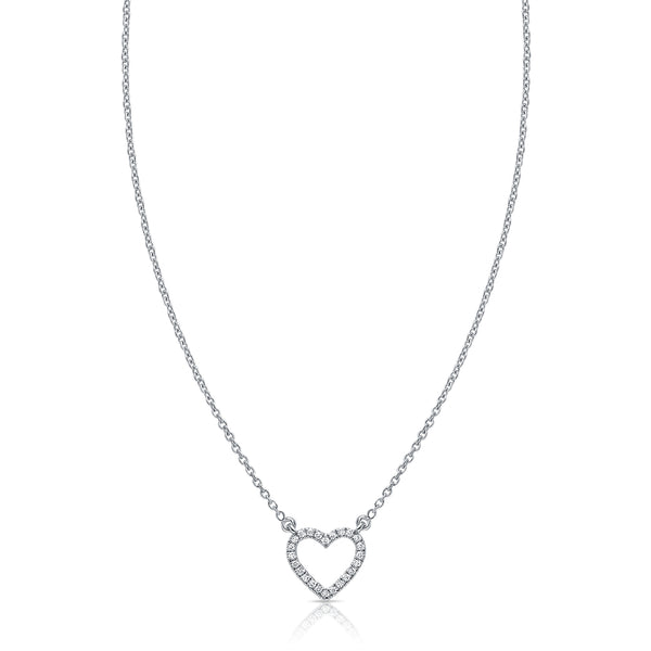 14K Gold Open Diamond Heart Necklace